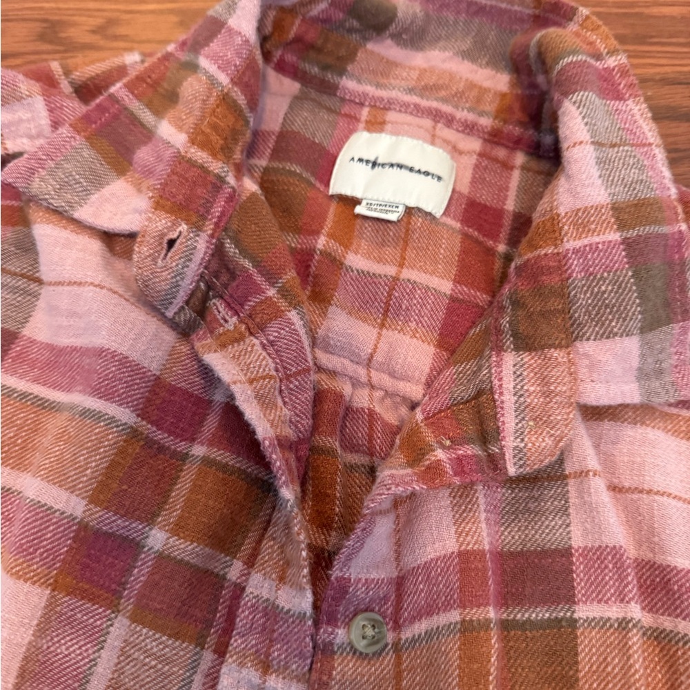 American Eagle Flannel in Pink Plaid - Picture 2 of 2